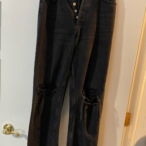 Agolde Black High Rise Distressed Jeans